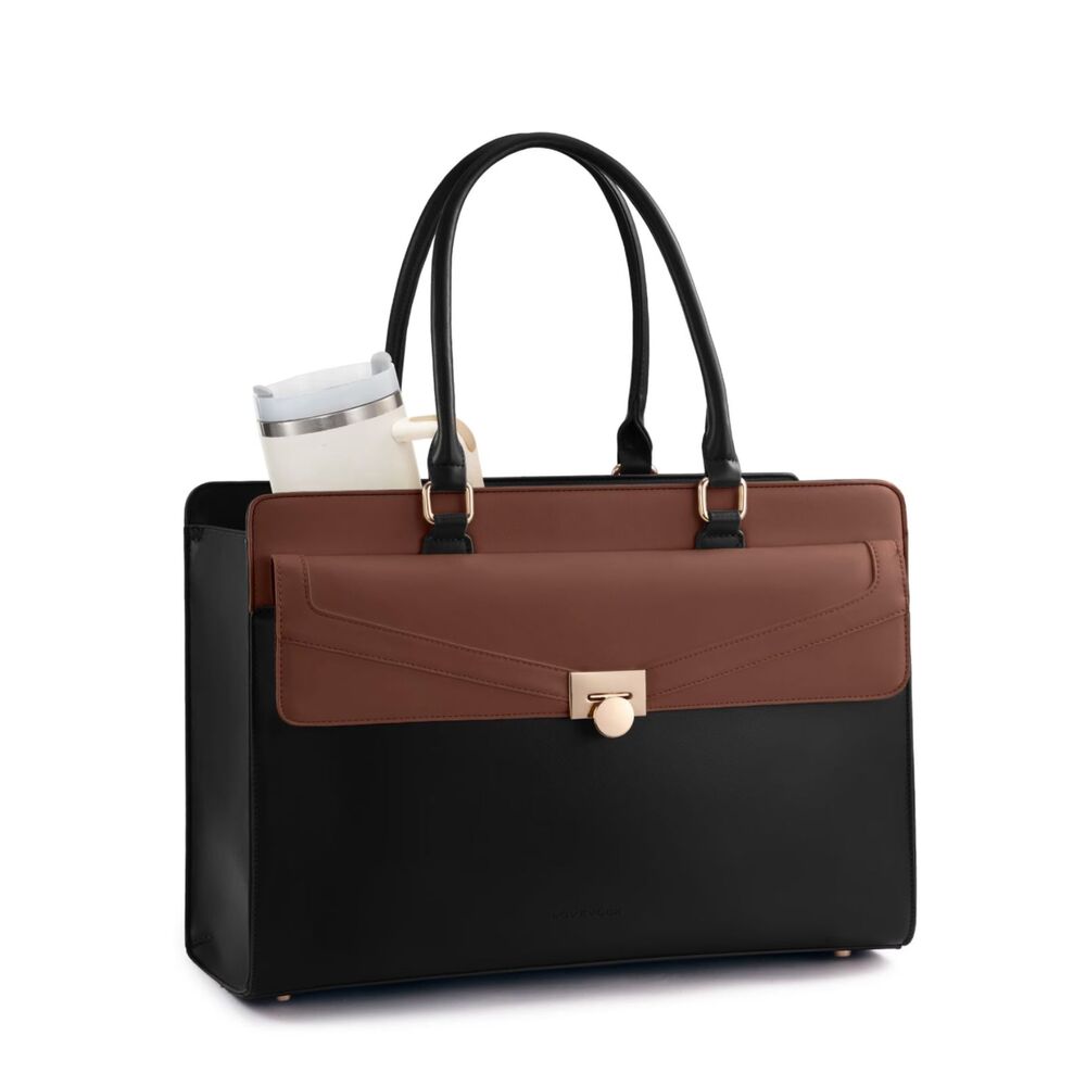LOVEVOOK Black & Brown Laptop Tote Bag Work Teacher Bag NWT